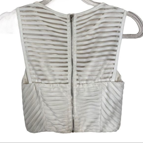 Niki Biki White Sheer‎ Striped Cropped Top - Picture 2 of 6